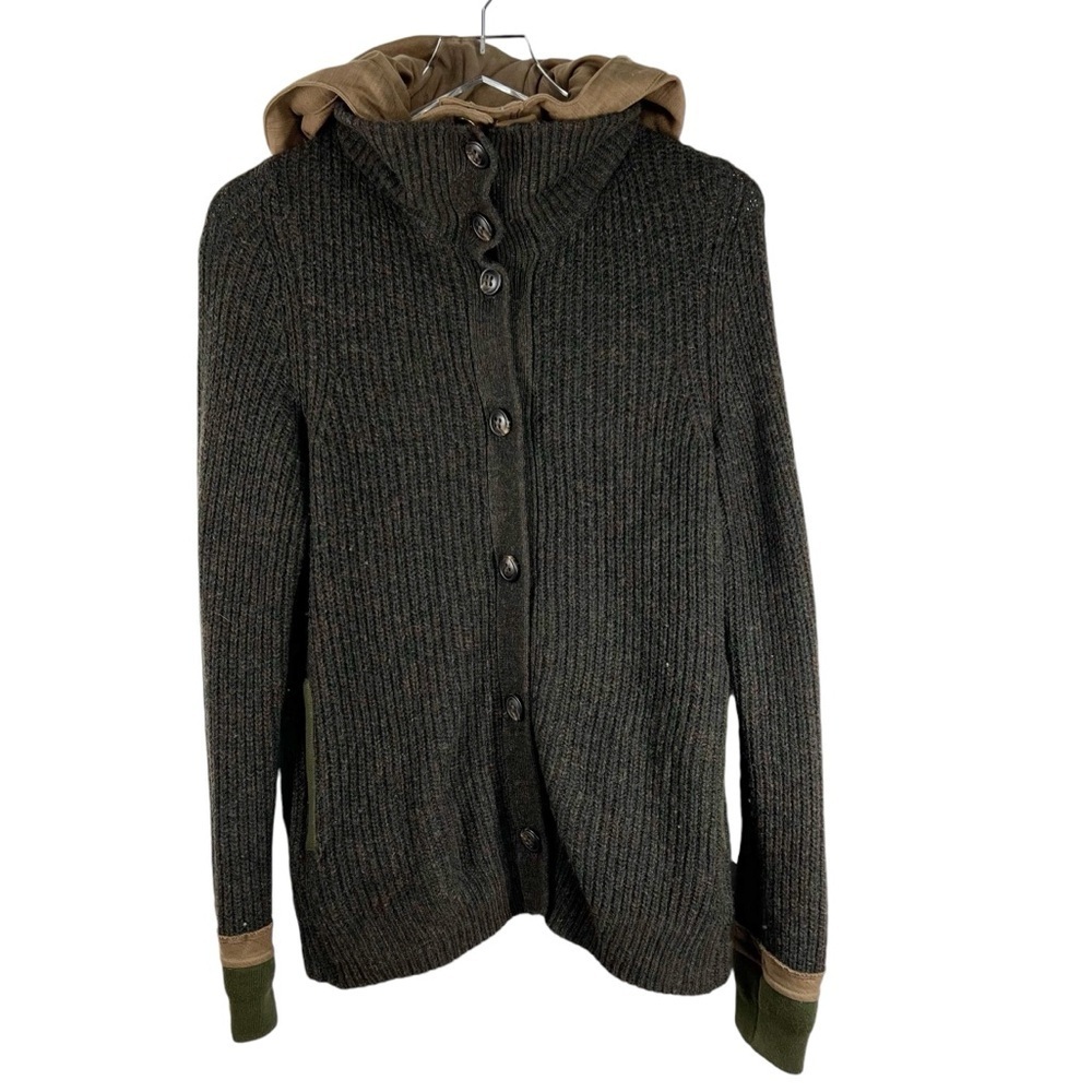 SLEEPING ON SNOW Brown Swing Sweater with removable hood Size Small